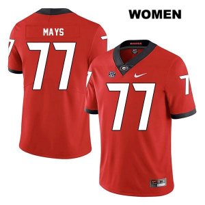 Women's Georgia Bulldogs NCAA #77 Cade Mays Nike Stitched Red Legend Authentic College Football Jersey HME4254JQ